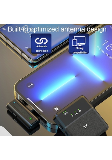 Kablosuz Yaka Mikrofonu Bire Bir Canlı Kayıt Gürültü Önleyici Mikrofonlar, Arayüz: 8 Pin