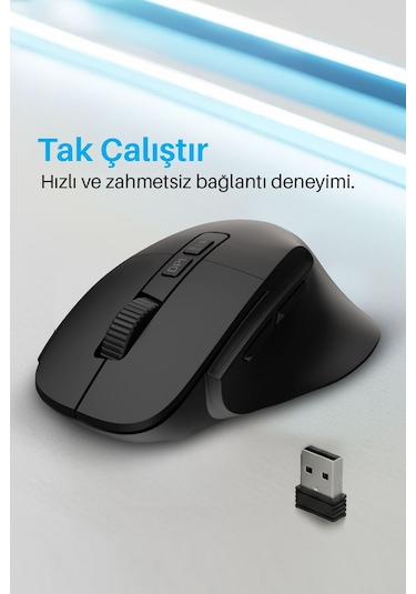 7658 Sessiz Tuşlu Kablosuz Mouse / Bluetooth + 2.4ghz Usb / Dpı 800-1200-1600 / 7 Tuşlu 7658