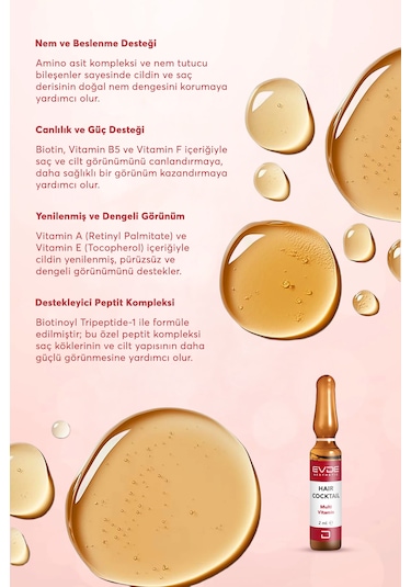 Multi Vitamin Hair Cocktail Dökülme Karşıtı Saç/kaş Bakım Serumu 2ml X 10 Ampul Vitamin Kompleksi + Peptid İçerikli