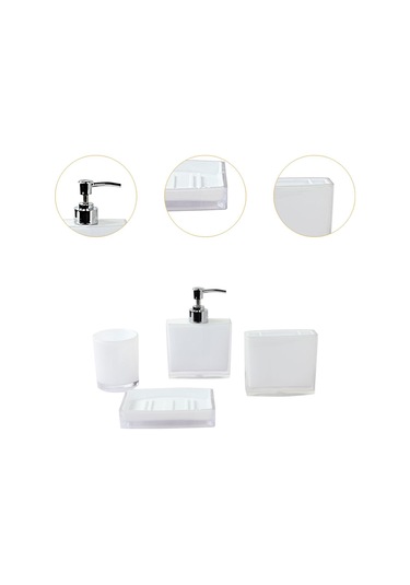 Suntek 4x Losyon Dispenser Bardak Diş Fırçası Tutucu Seti Beyaz