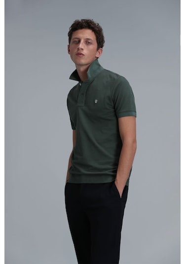 Lufian Erkek Laon Smart Polo T-shirt 111040164 Yeşil Mor