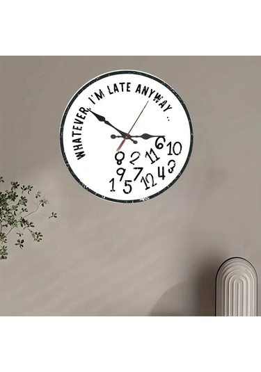 Cajuart Zamanı Umursamayanlara Özel Dekoratif Esprili Duvar Saati beyaz