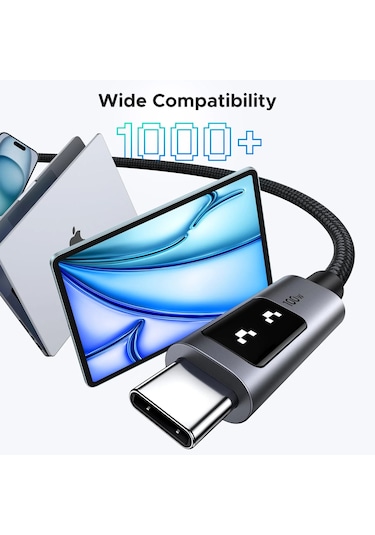 Ugreen Uno Usb-c 100w 5a Qc Pd Örgülü Hızlı Şarj Kablosu, 1 Metre, Siyah, 35501