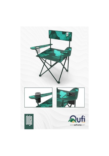 Qufi Desenli Katlanır Kamp Piknik Sandalyesi Rejisör Koltuğu Yeşil Yeşil