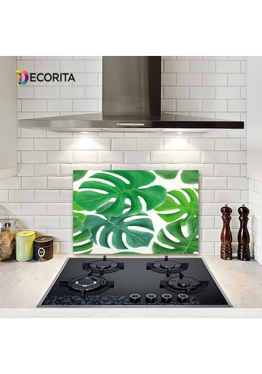 Decorıta Cam Ocak Arkası Koruyucu | Tropik Desen