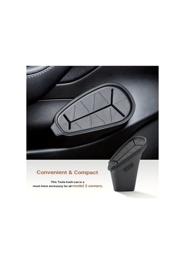 Fastbuy Topnotch Tesla Model 3 Araç Çöp Kutusu Kapaklı Siyah Dayanıklı Plastik İç Aksesuarı Siyah Siyah