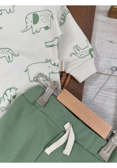 Safari Baskılı Mevsimlik Erkek Bebek 2li Takım Yesil