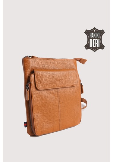 Hakiki Deri Erkek Postacı Çantası Taba Smr9279 Taba