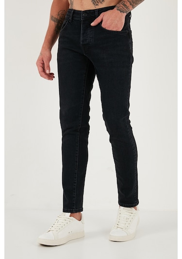 Buratti Pamuklu Slim Fit Normal Bel Dar Paça Jeans Erkek Kot Pantolon 1115C14Napoli Siyah