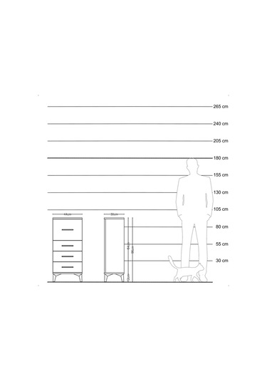 Arges Komodin 4 Çekmeceli 44x30x96 Aytaşı-antrasit Aytaşı