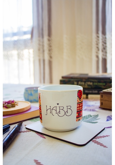 Habb T Kulplu Seramik Kupa Bardak