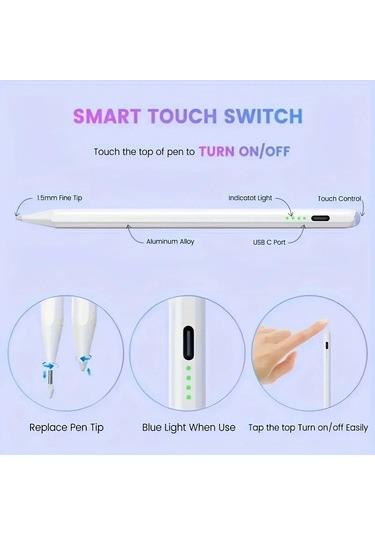 Yenı Evrensel Stylus Kalem İos Uyumlu Android Tabletler İçin İpad Uyumlu Air Kalem Gradient Pink