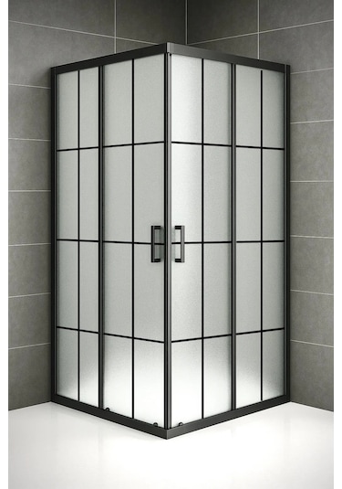 Durul Duşakabin Kare Siyah Çizgi 5Mm Buzlu Siyah