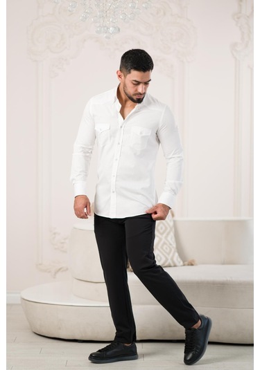 Paul Martin Çift Kapak Cepli Pamuklu Slimfit Gömlek 001