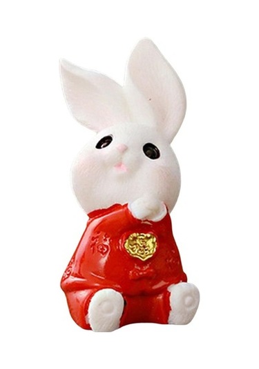 Lijinxu Karikatür Tavşan Heykeli Hayvan Modeli Masa Süs Ofis Ev