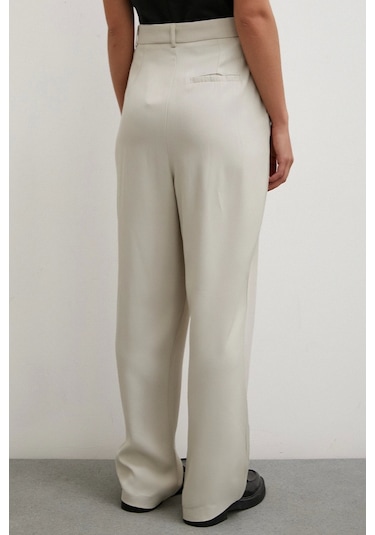 Never More Kemer Detaylı Klasik Pantolon Taş