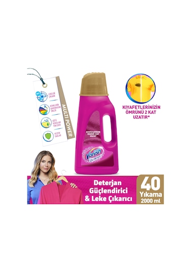 Vanish Kosla Oxi Action Gold Pembe Renkliler için Sıvı Leke Çıkarıcı & Deterjan Güçlendirici 2 L