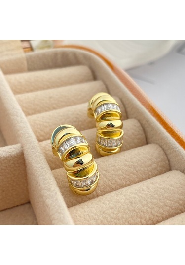 Halka Küpe Tırtıklı Küpe Kadın Serenay Küpe Kararmaz Xuping Gold Gold