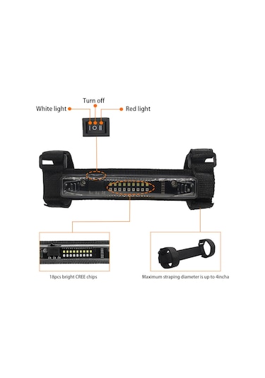 Xindoker Utv Atv Için Led Çift Renkli Tavan Lambası, Beyaz-kırmızı Işık, Şeffaf Kasa, Abs-nilon Malzeme, 3xaaa Pilli Pil Yok