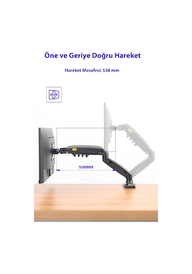 North Bayou Nb  F80 Tek Kol Amortisörlü Monitör Tutucu