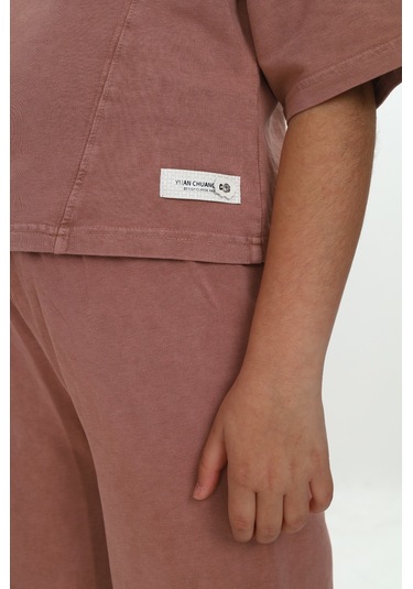 Toontoy Kız Çocuk Yıkamalı Crop Eşofman Takım Bordo