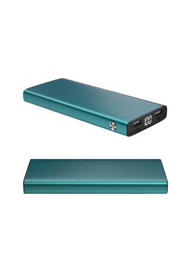 10000 Mah Powerbank Çift Usb 18w , Dijital Ekran, Qualcomm 3.0 Hızlı Şarj, Kısa Devre Koruması Mavi