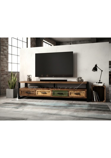 Raweyn Almond Doğal Ahşap Çekmeceli Tv Ünitesi - 190cm Ceviz