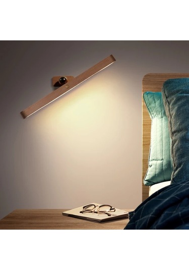 Motion003 Odun Mıknatıslı Şarj Edilebilir Usb Ahşap Led Gece Lambası Kablosuz Pil İle Çalışan Duvara Monte Ayna Lambası Yatak Oturma Mutfak Led Makyaj Ahşap