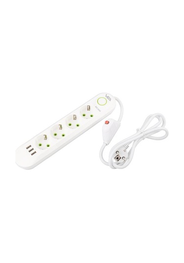 Vea Va-21560 4'lü 3 Usb'li 1.5 Metre Akım Korumalı Priz Beyaz