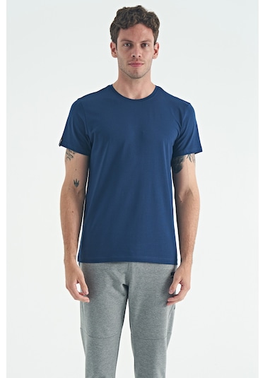 Air Jones Tommy Life Calvin İndigo Basic Erkek T-shirt - 88245 Indıgo
