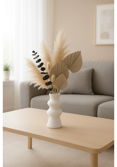 15 Cm 3d Baskı Dekoratif Vazo Modern Tasarım Sert Plastik Beyaz