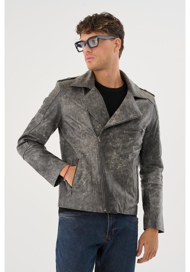 Ryder Gri Erkek Deri Mont Gri