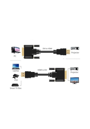 Hdmi To Dvi 24+1 Dvi To Hdmi Kablo Altın Uçlu 1.8M