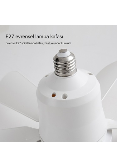 Üçtonlu Sessiz Vidalıkküçük Fan Lambası Beyaz