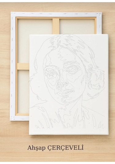 Denic Sayılarla Boyama Seti 40x50 Cm (Çıtalı) Fırça Boya Dahil Numaralı Tuval Beyaz ve Siyah At