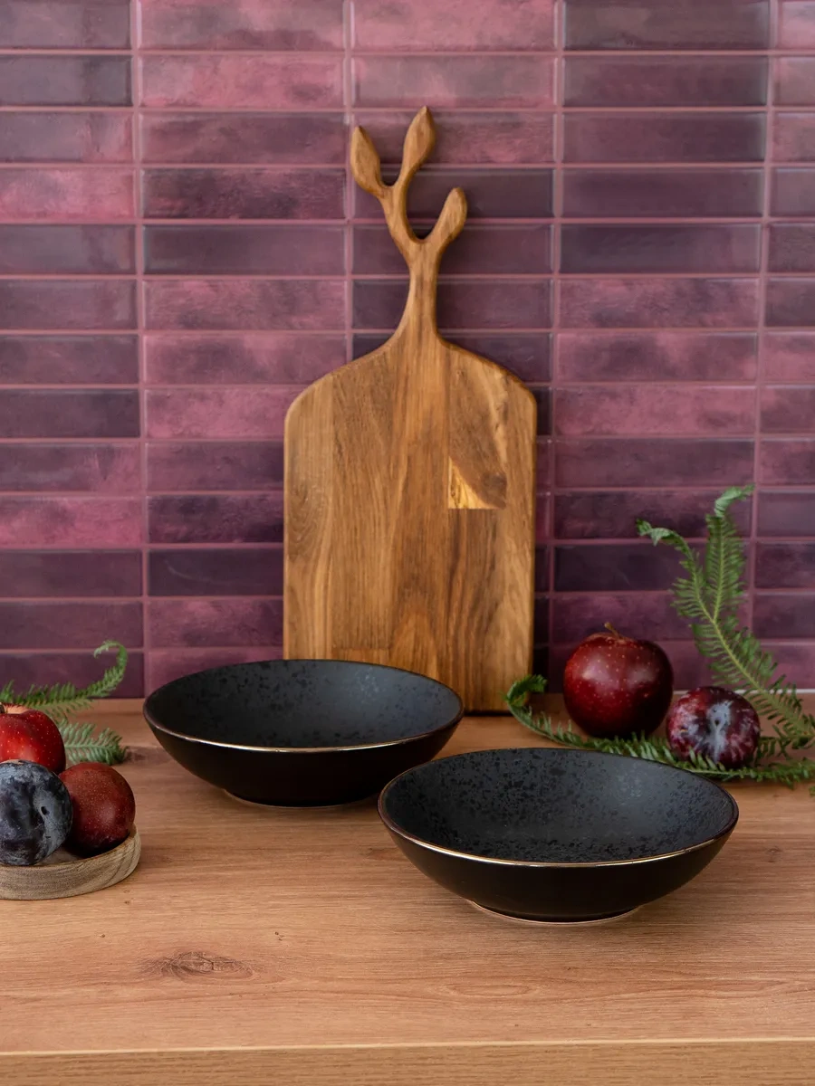 Korall Çorba Tabakları Seti 2 Adet 800 Ml Elite Black 32446488 Siyah