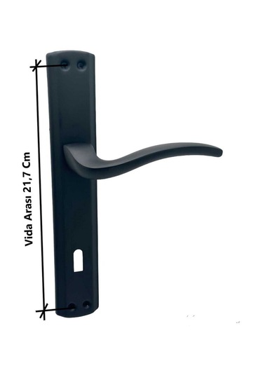 Trim Mat Siyah Lüx Aynalı Oda Kapı Kolu 1 Takım