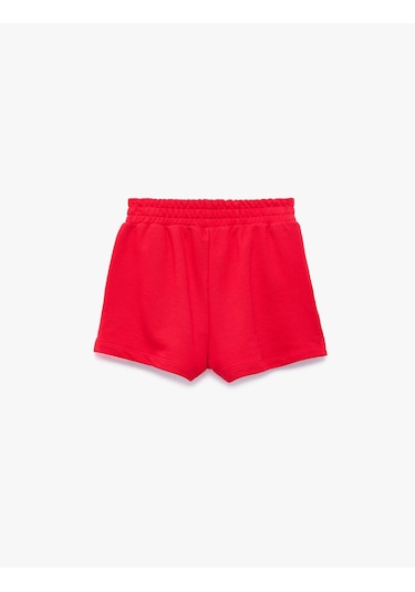 Koton Rahat Kalıp Baskılı Normal Bel Lastikli Mini Spor Şort Kırmızı 6sak40308nk