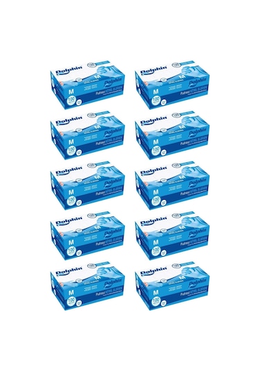 Dolphin Mavi Nitril Eldiven Pudrasız (M) 100Lü Paket 10 Adet