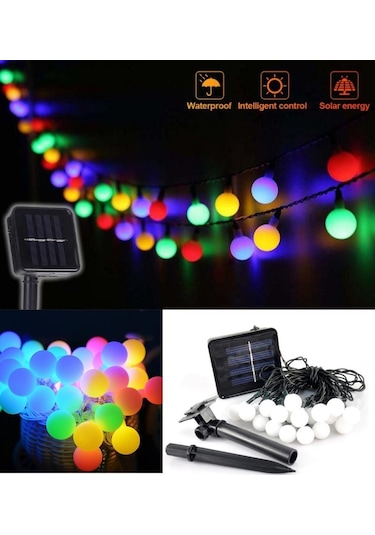 Güneş Enerjili 8 Modlu Dış MekanKamp Bahçe Ağaç Led Işık 50 Led 7 M