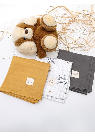 3'Lü Kuzu Müslin Örtü 75x75 Cm Çok Renkli