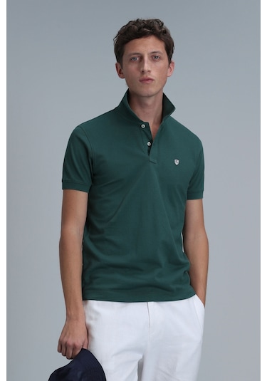 Lufian Erkek Polo Yaka T Shirt 111040164 Ördek Yeşil Koyu Yeşil