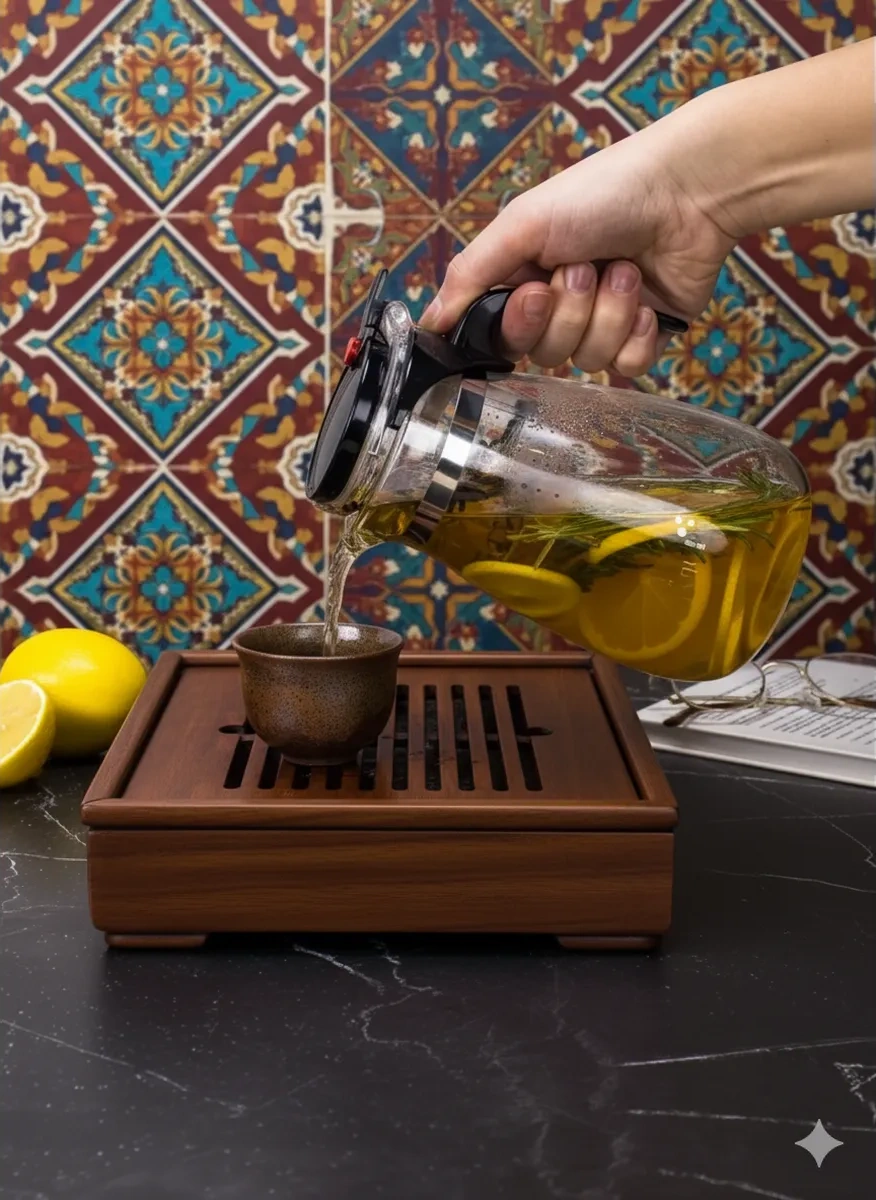 Cnglass Gongfu Demlik, 900 Ml, Düğmeli Tipot Demleme Çaydanlık 10745590 Beyaz