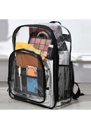 Lixiaqu01 Sırt Çantası Su Geçirmez Şeffaf Okul Çantası Kız Büyük Siyah
