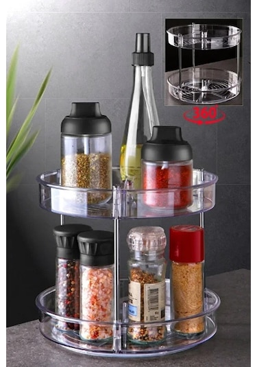 Çok Amaçlı Dönebilen 2 Katlı Organizer Şeffaf