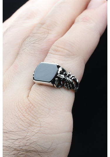 Akrep Figürlü Oniks Taşlı 925 Ayar Gümüş Yüzük 902359 Gümüş