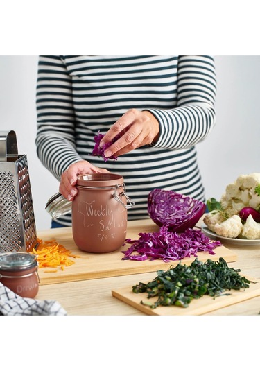 Kavanoz 1 Lt Çap: 12 Cm Yükseklik: 16.5 Cm Contalı Kilitli Bej