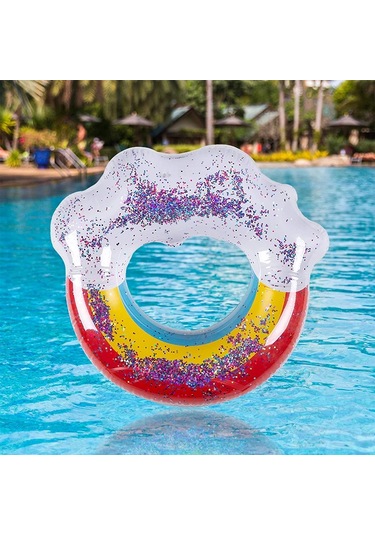 1 Adet Gökkuşağı Pullu Pvc Yüzme Simidi Yetişkin Çocuk