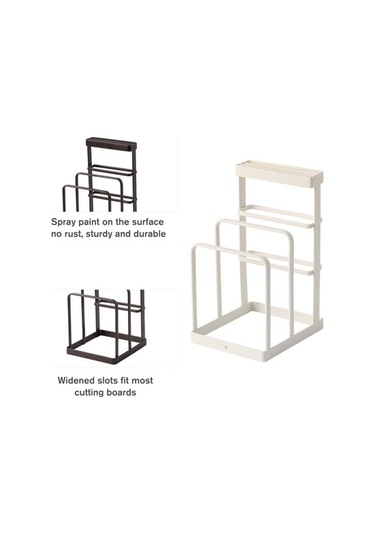 Pazly Bıçak Bloklu Kesme Tahtası Tutucu, Doğrama Tahtası Düzenleyici, Mutfak Rafı, Tencere Kapağı Standı, Beyaz Beyaz