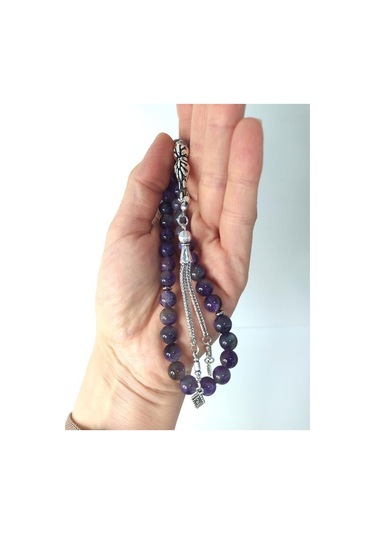 Hdmarketim Ametis Doğal Taş Dini İslami Çakra 8 MM Tespih